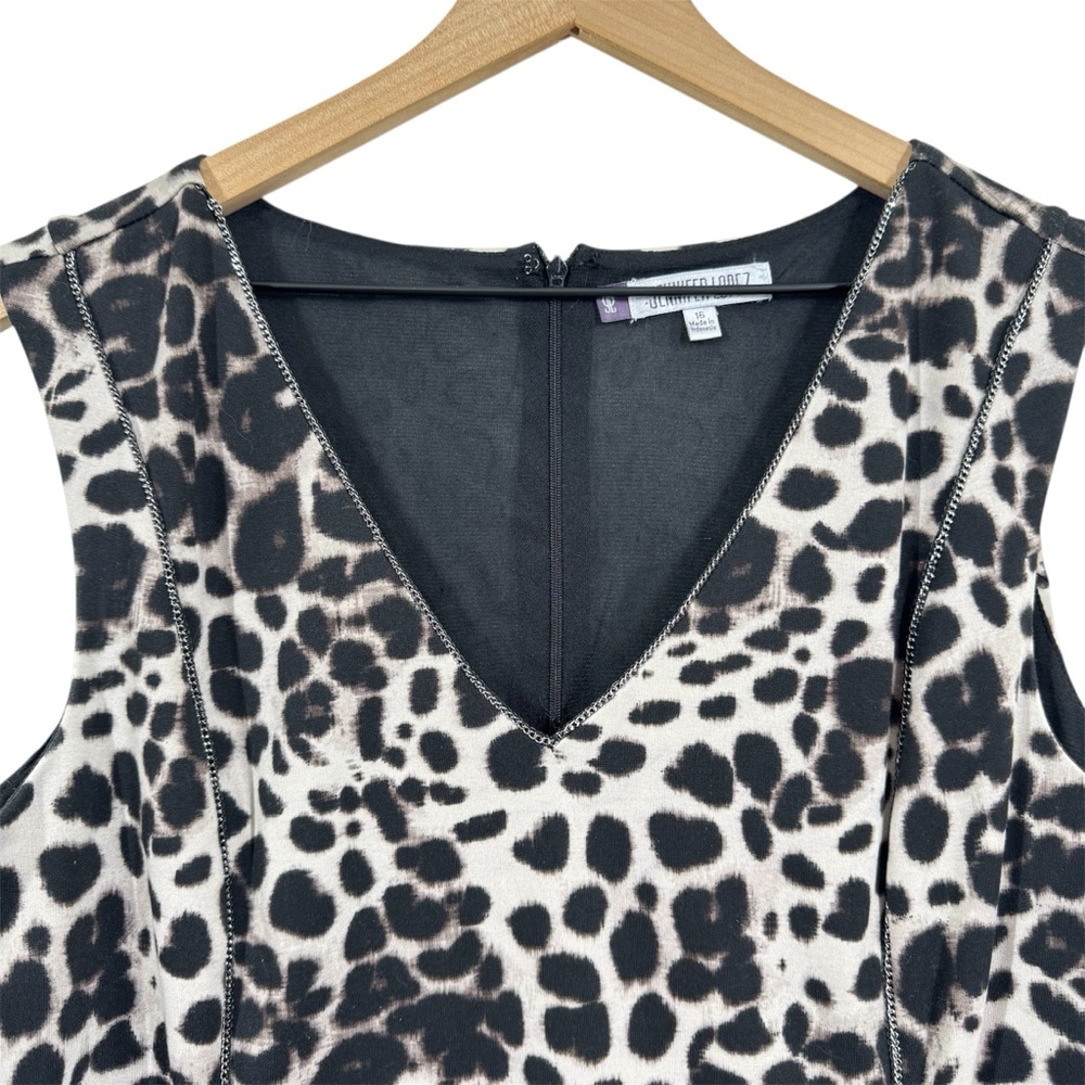 JLO Jennifer Lopez Animal Print Dress Sz 16 Office Siren Mob Wife Indie Sleaze - Picture 4 of 12